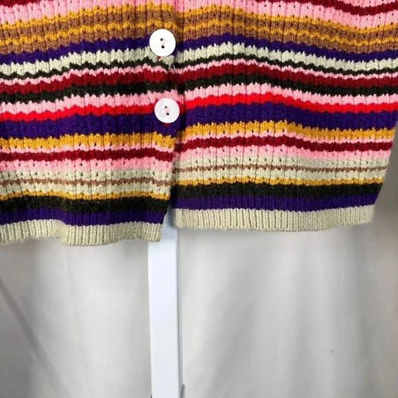 Crochet Knit Sweater Striped Multicolor Size Small Crop School - Picture 5 of 6